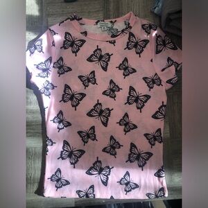 Cute light pink butterfly top